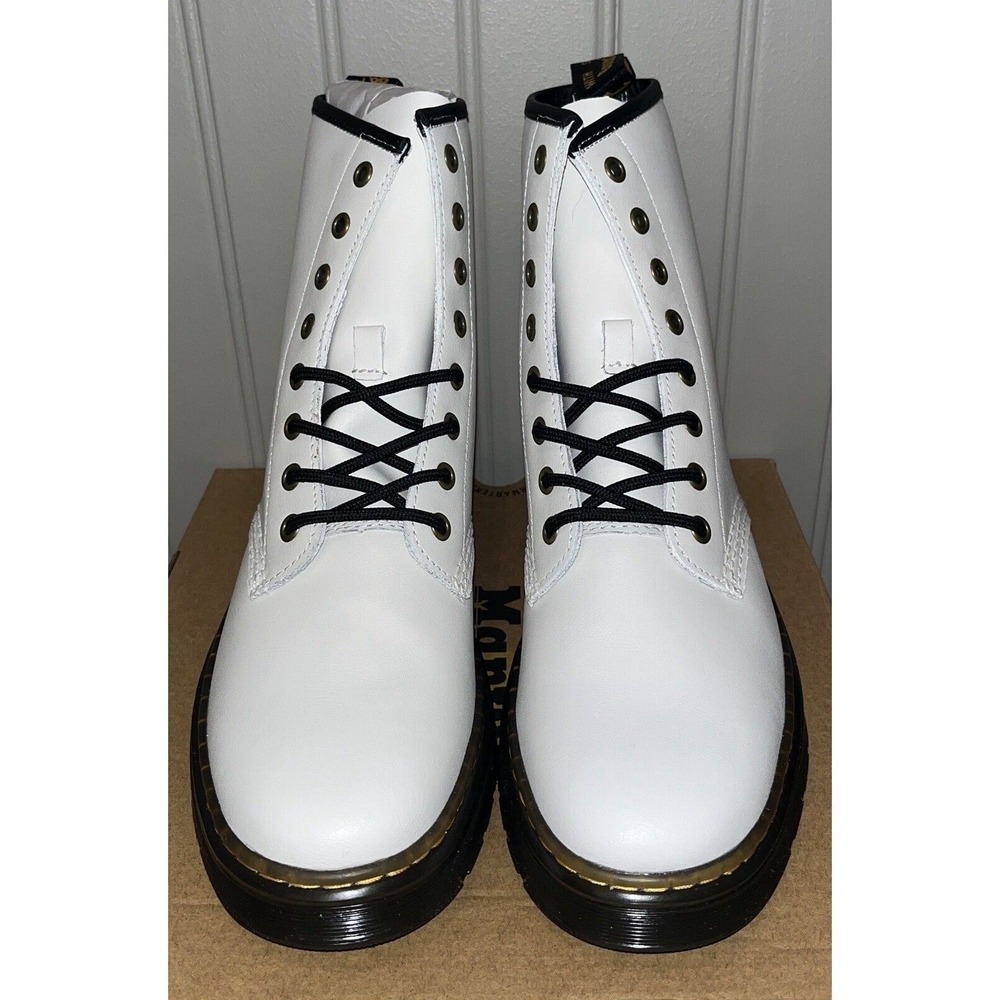 NEW Doc Martens Zavala Leather Combat Boots Women's Size 7 White Boho Grunge